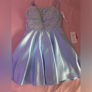 A-line Square Short/Mini Satin Prom Dresses #254593
